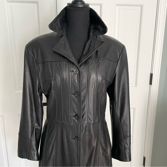 Luis Alvear 100% Soft Leather Black Leather Jacket Coat w/Button Front Medium - Picture 4 of 9